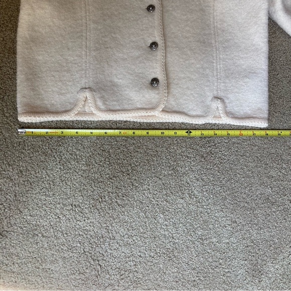 Vintage Cream White Boiled Wool Jacket Sweater Cardigan Coat Sz 9/10 Hong Kong - Picture 6 of 9